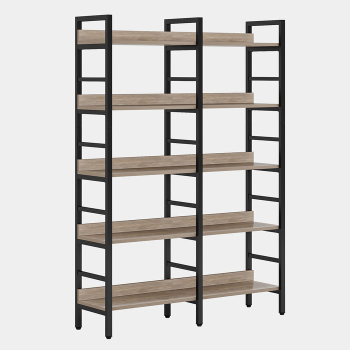 5 - Tier Bookshelf, Double Wide Bookcase Storage Shelves Unit Tribesigns