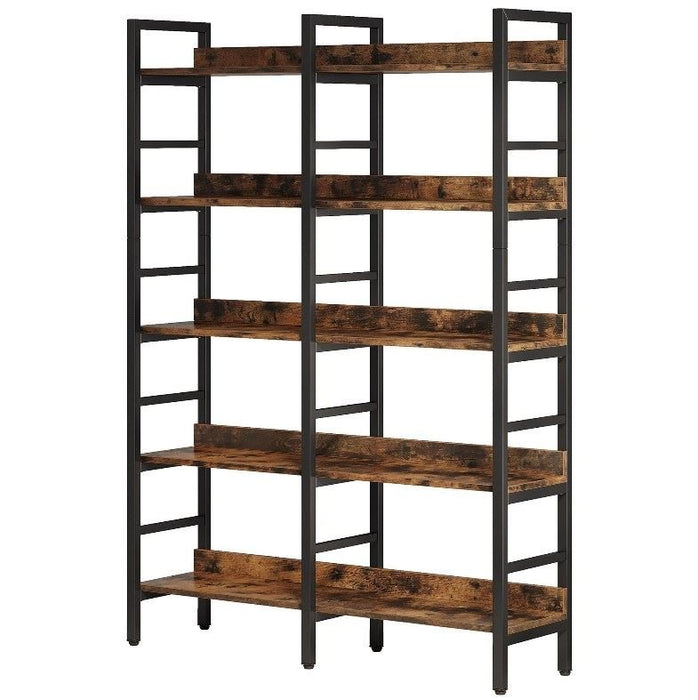 5 - Tier Bookshelf, Double Wide Bookcase Storage Shelves Unit Tribesigns