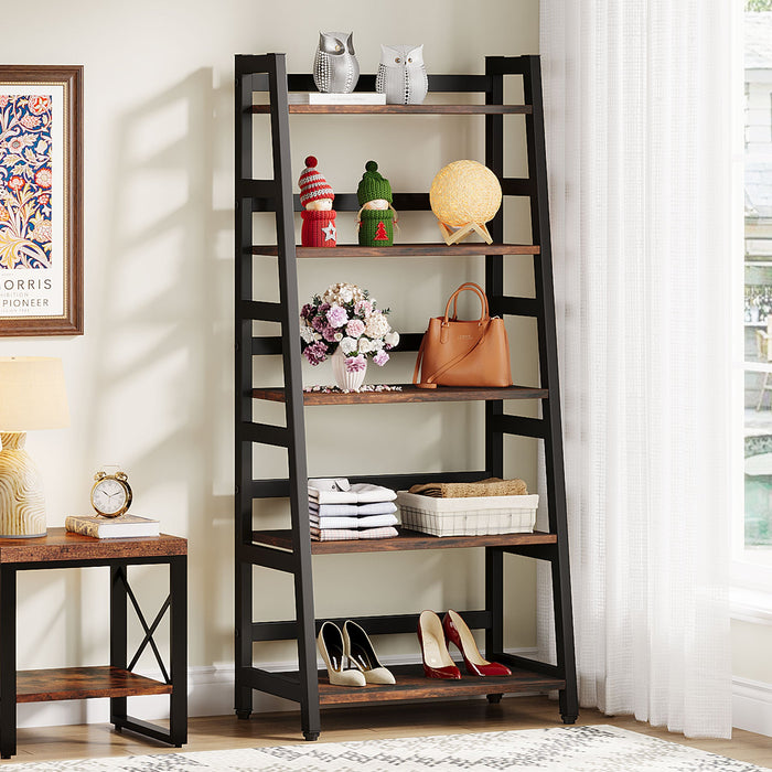 5 - Tier Bookshelf, Ladder Bookcase Etagere Storage Shelf Tribesigns