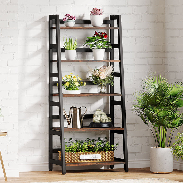 5 - Tier Bookshelf, Ladder Bookcase Etagere Storage Shelf Tribesigns