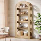 5 - Tier Bookshelf, Wooden Bookcase Display Shelf with Arch - Shape Tribesigns 3