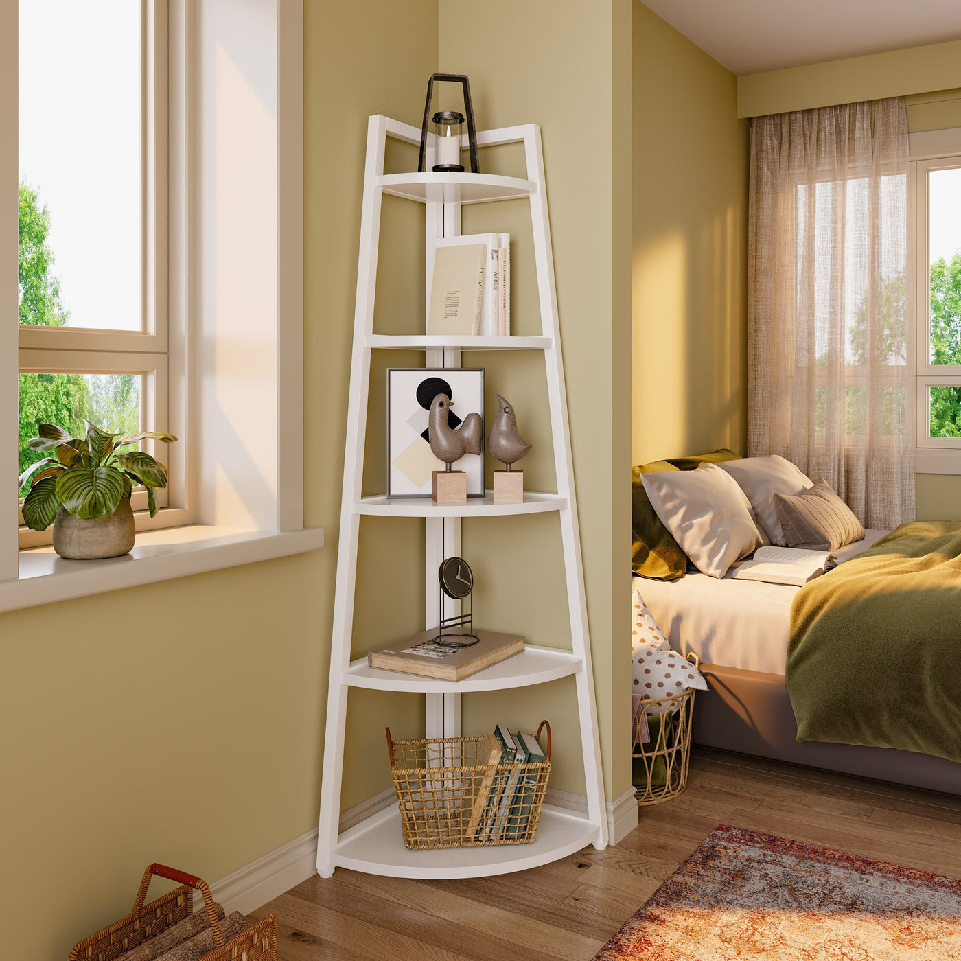 Tribesigns Corner Shelf, 70" Tall Ladder Shelf Small Bookshelf
