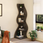 5-Tier Corner Shelf, Modern Wall Corner Bookshelf Bookcase Tribesigns