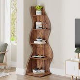 5 - Tier Corner Shelf, Modern Wall Corner Bookshelf Bookcase Tribesigns 3
