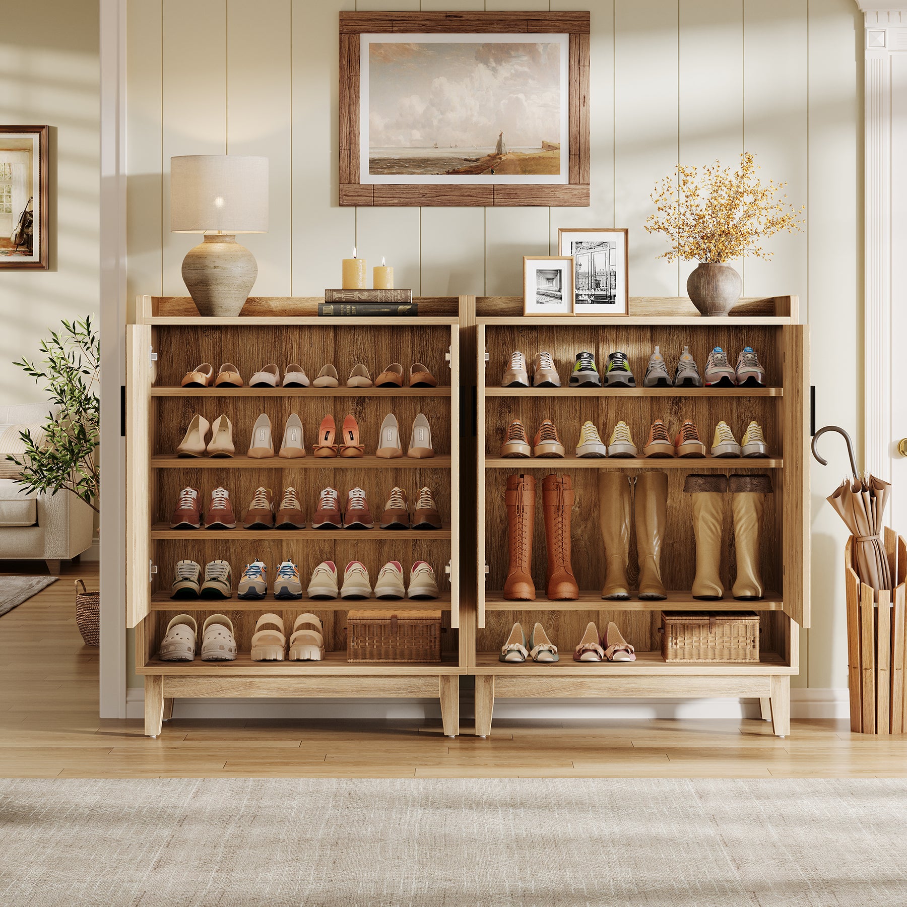 Tribesigns 5-Tier Modern Shoe Cabinet with Doors - Thumbnail 2