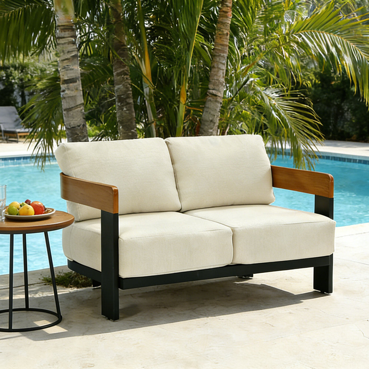 50.39" Wide Outdoor Patio Sofa Loveseat with Cushions