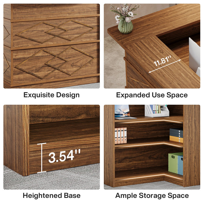 51" Reception Desk, Front Desk Counter Table with Storage Counter Tribesigns