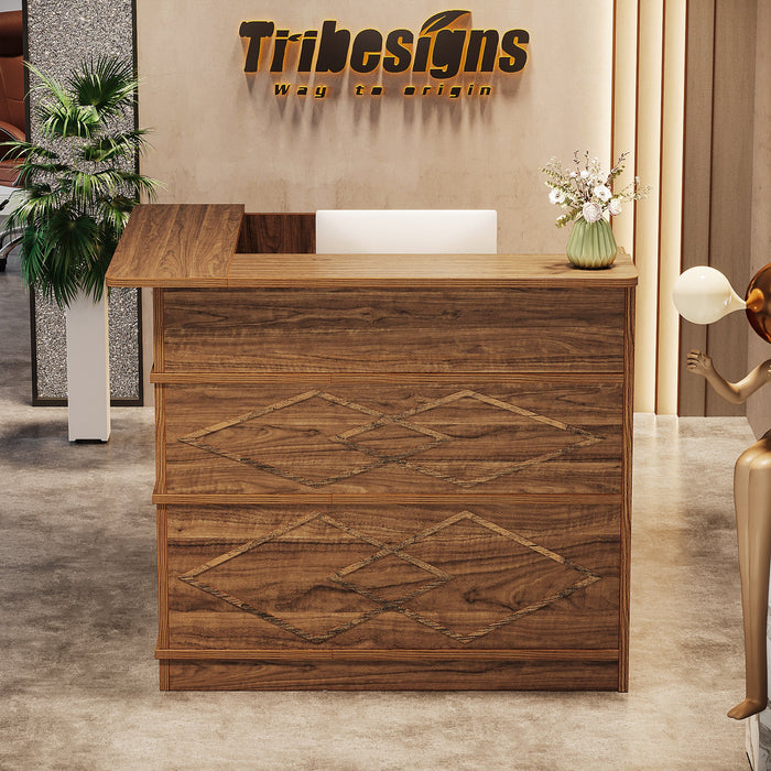 51" Reception Desk, Front Desk Counter Table with Storage Counter Tribesigns