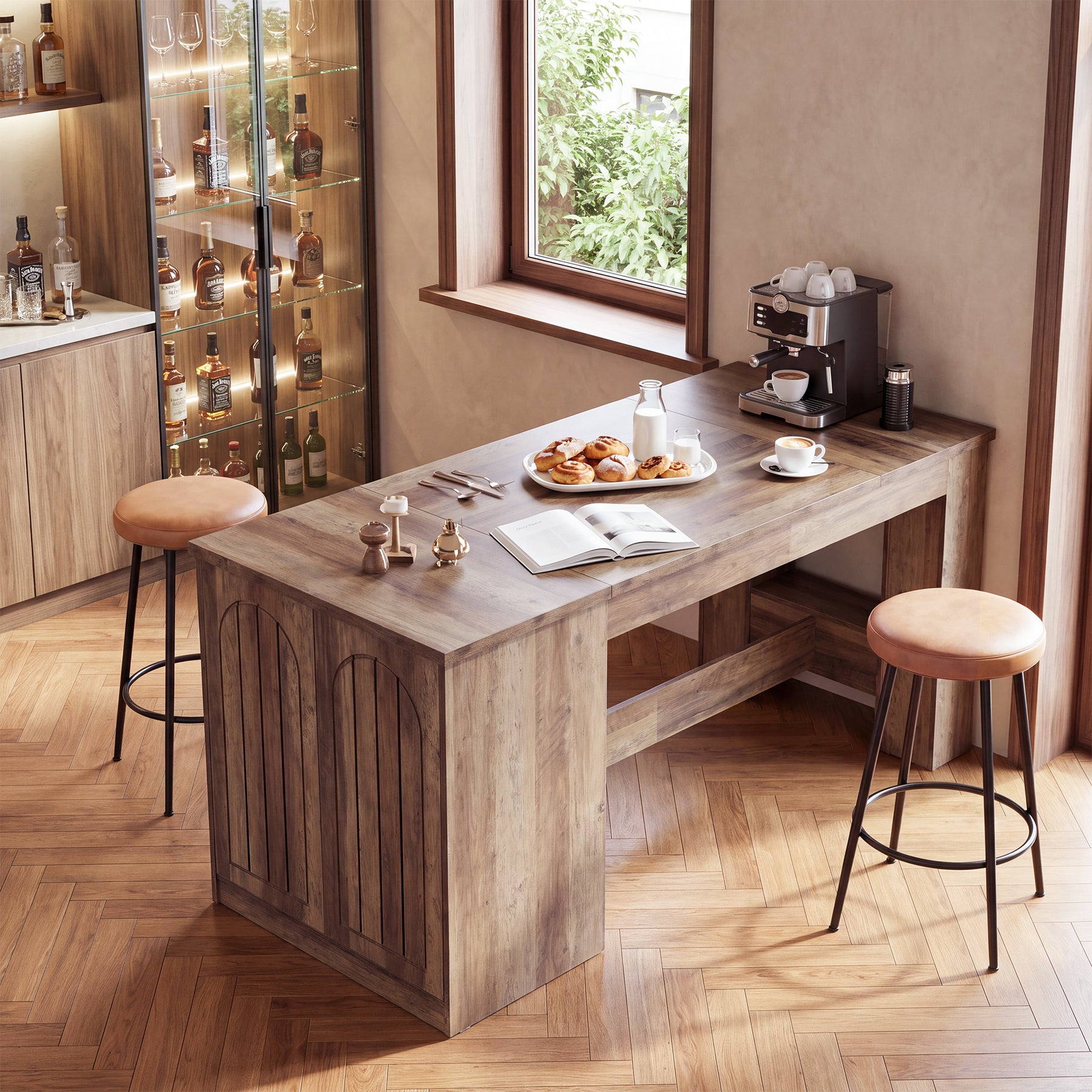 78.7" Kitchen Island with 3-Tier Storage, Farmhouse Stationary Island Table for Kitchen
