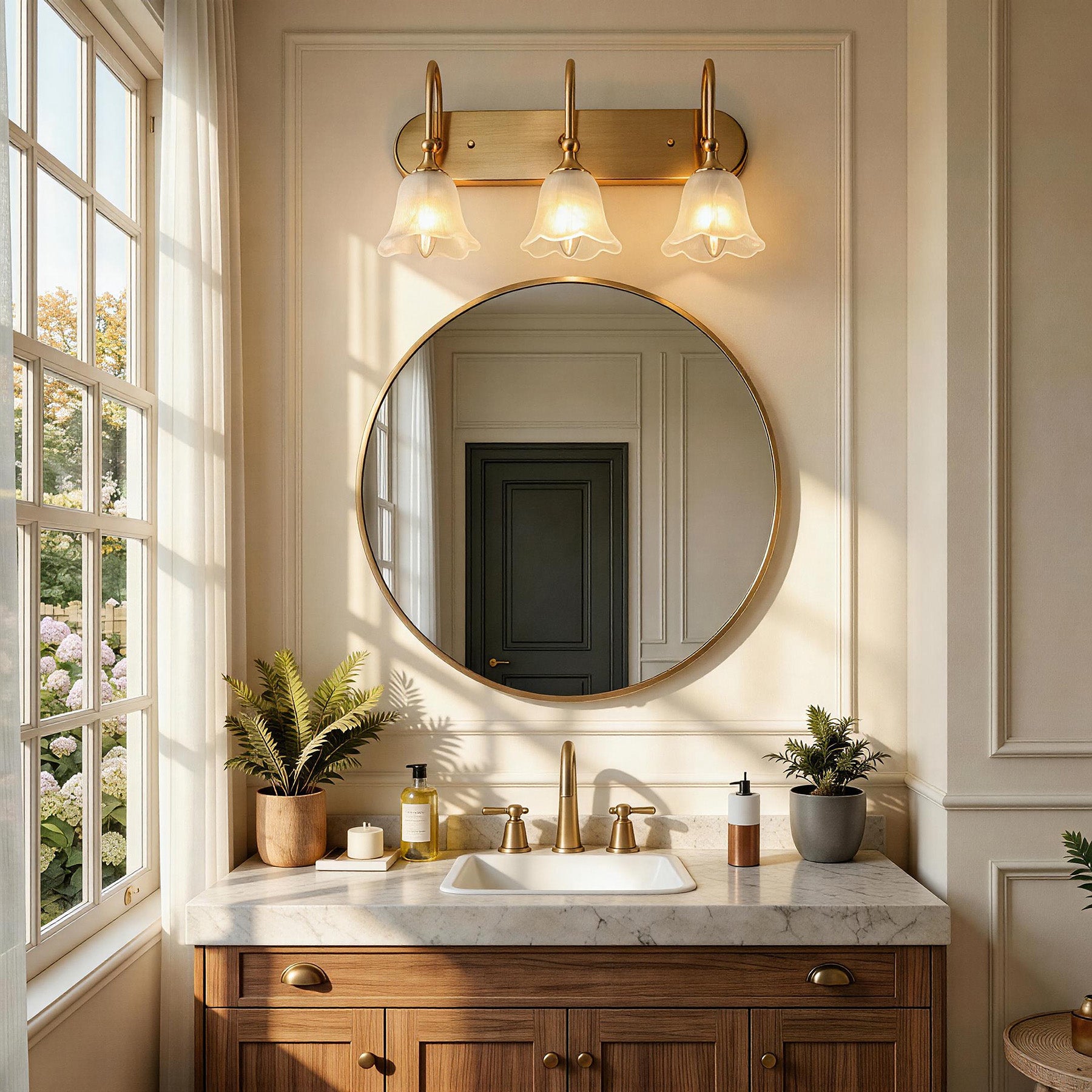 3-Light Light Fixtures, Modern Wall Lights Bathroom Vanity with Clear Glass Shades