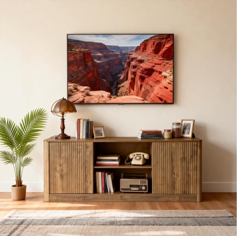 63" TV Stand, Farmhouse Entertainment Center with Storage for TVs Up to 75"