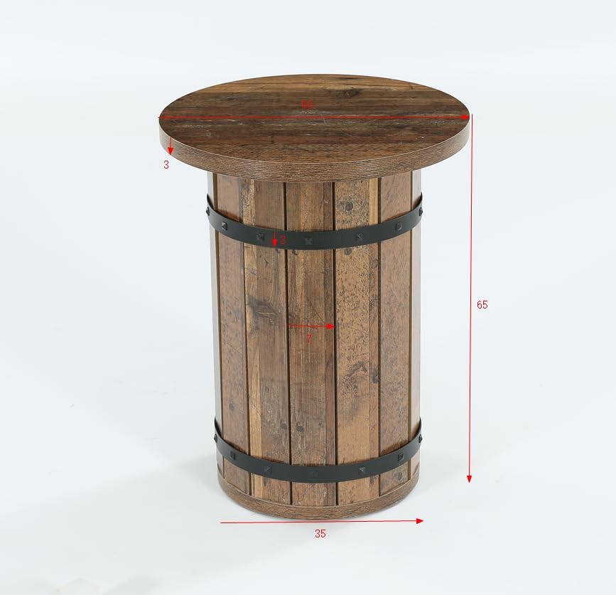 25.6" Tall End Table, Round Side Table Nightstand with Sturdy Base