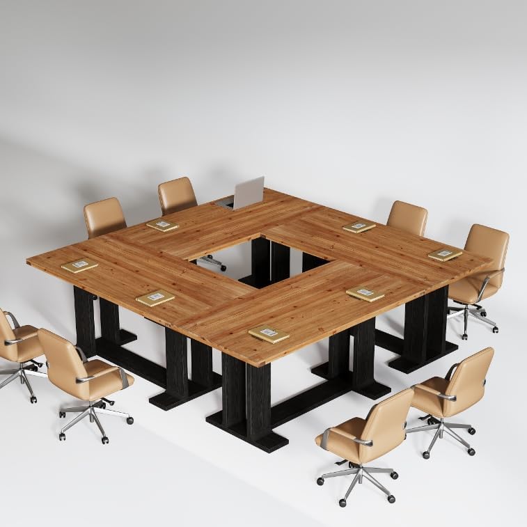 63" Solid Wood Conference Table for 4-6, Rectangular Office Meeting Table