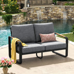 54.3" Wide Loveseat Sofa, Outdoor Patio Sofa With Removable Cushions
