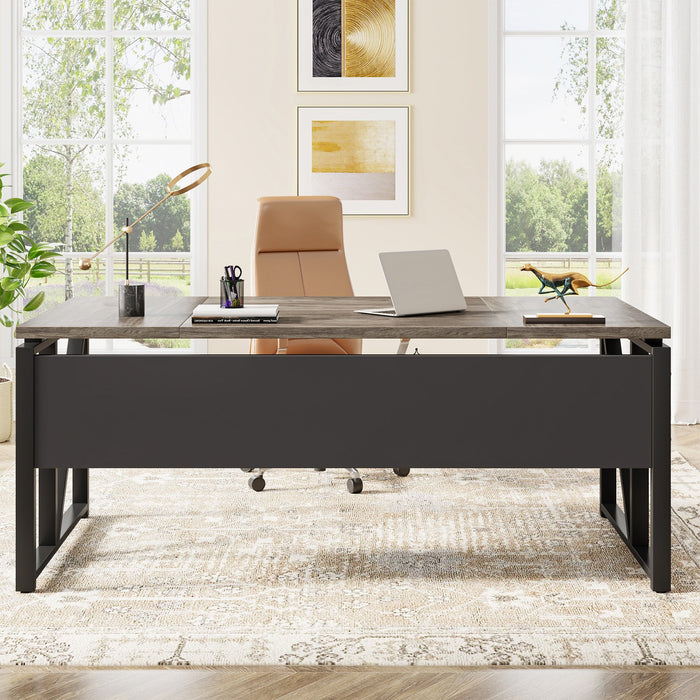 55" /63" Computer Desk Writing Table with Bottom Storage Shelf Tribesigns