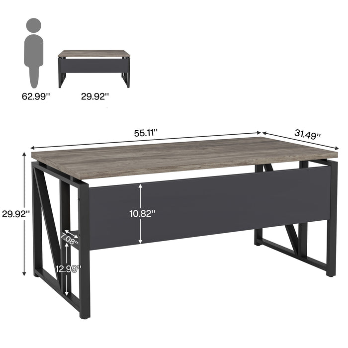 55" /63" Computer Desk Writing Table with Bottom Storage Shelf Tribesigns