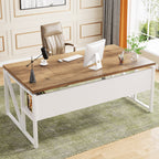 55" /63" Computer Desk Writing Table with Bottom Storage Shelf Tribesigns