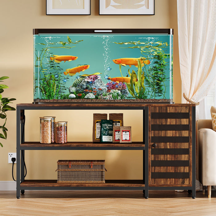 55" Aquarium Stand, Fish Tank Stand Cabinet With Power Outlets Tribesigns