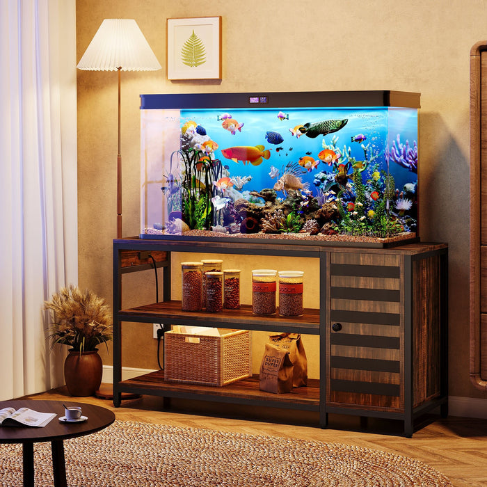 55" Aquarium Stand, Fish Tank Stand Cabinet With Power Outlets Tribesigns