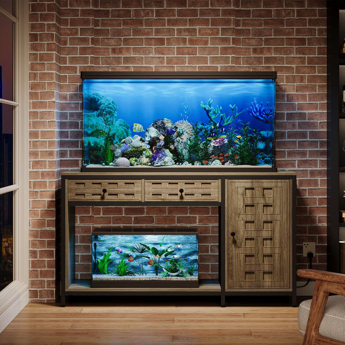 55" Aquarium Stand, Fish Tank Stand With Cabinet & 2 Drawers Tribesigns