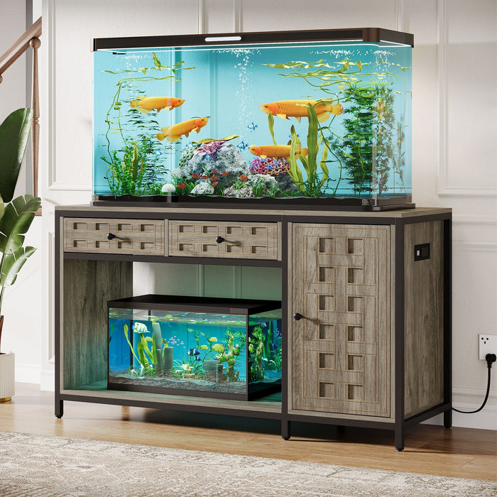 55" Aquarium Stand, Fish Tank Stand With Cabinet & 2 Drawers Tribesigns