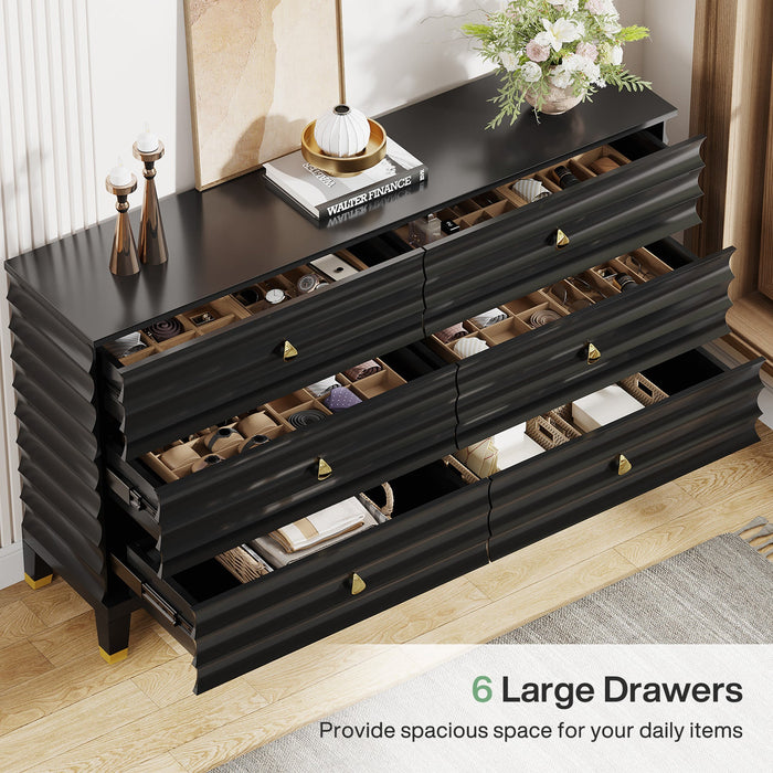 55" Chest of Drawers, 6 - Drawer Dresser Storage Organizer Tribesigns