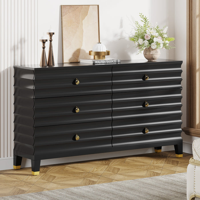 55" Chest of Drawers, 6 - Drawer Dresser Storage Organizer Tribesigns