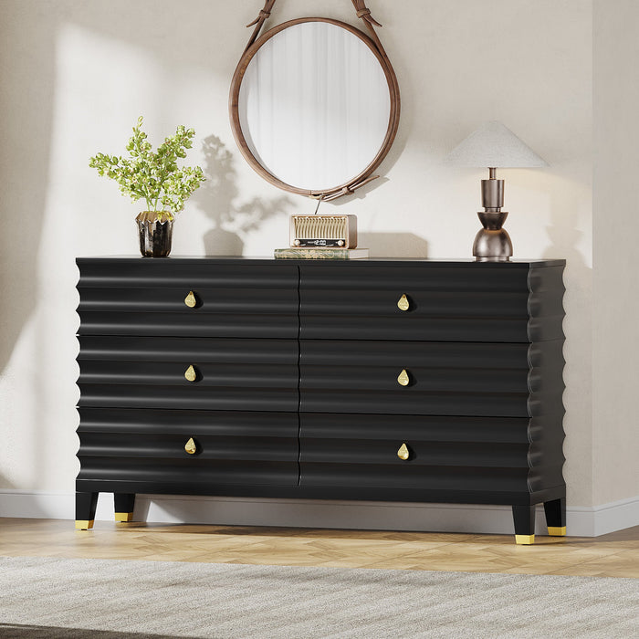 55" Chest of Drawers, 6 - Drawer Dresser Storage Organizer Tribesigns