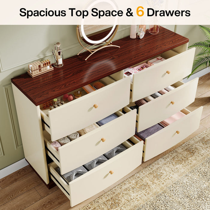 55" Chest of Drawers, Modern 6 - Drawer Dresser Chest Tribesigns