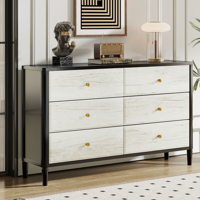 55" Chest Of Drawers, Modern 6 - Drawer Dresser Dressing Cabinet Tribesigns