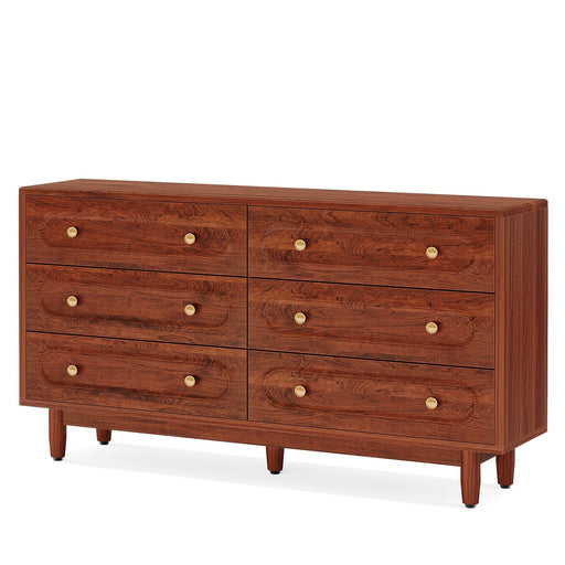 55" Chest of Drawers, Wood 6 - Drawer Storage Organizer Dresser Tribesigns