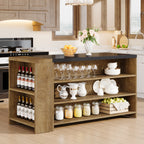 55" Coffee Bar Table, 5-Tier Kitchen Island Storage Cabinet