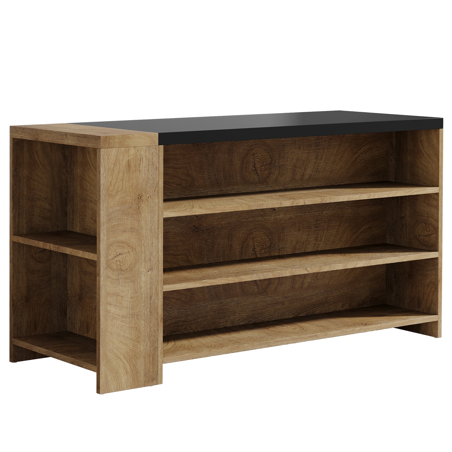 55" Coffee Bar Table, 5-Tier Kitchen Island Storage Cabinet