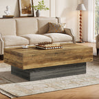 55-Inch Long Coffee Table, Pedestal-Base Farmhouse Coffee Table for Living Rooms