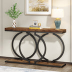 55" Console Table, Narrow Entryway Sofa Table with Geometric Metal Frame Tribesigns