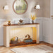 55" Console Table, Wood Farmhouse 2-Tier Sofa Table with LED Lights Tribesigns