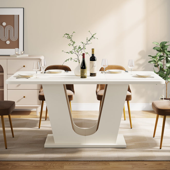 55" Dining Table, Modern Kitchen Table With U - shaped Base Tribesigns