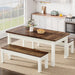 55" Dining Table Set, 3 Pieces Wood Kitchen Table with 2 Benches Tribesigns