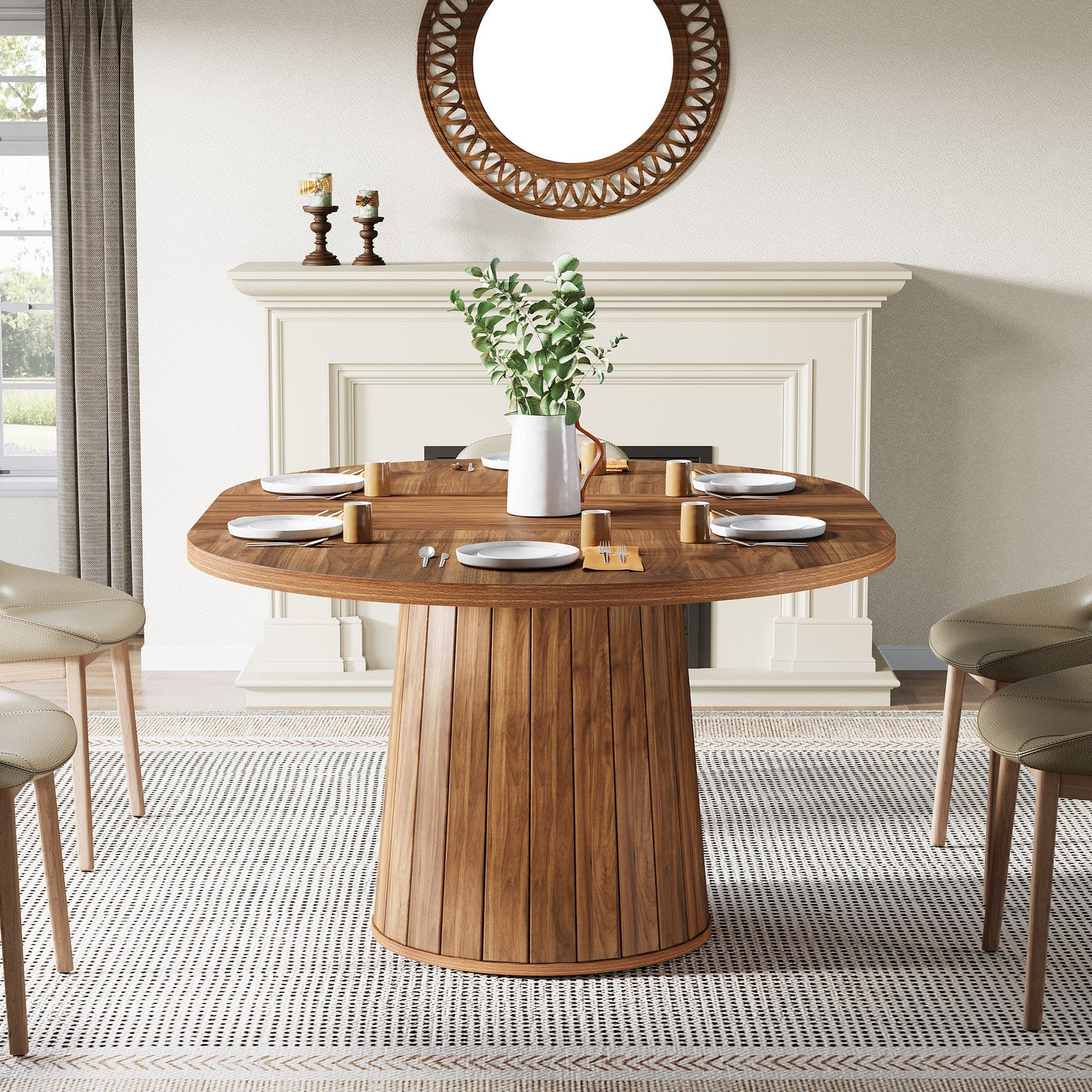 Tribesigns 55" Dining Table, Wood Oval Kitchen Dinner Table