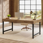 55" Executive Desk, Simple Industrial Desk with Metal Frame