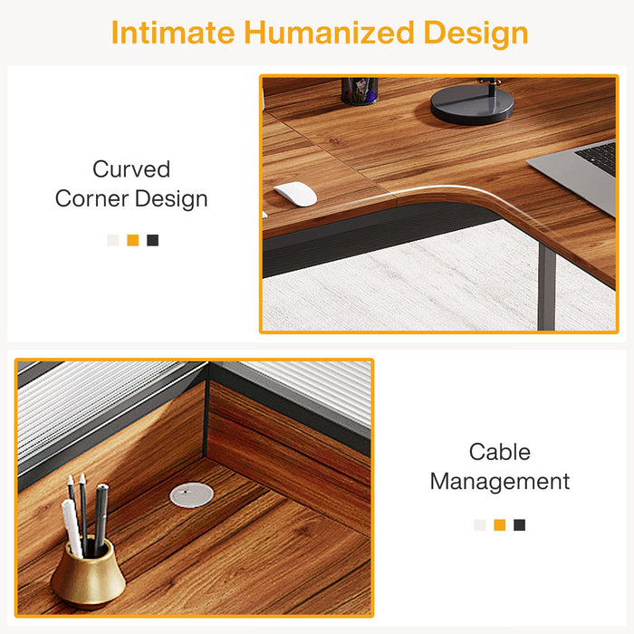 55" L - Shaped Computer Desk, Executive Desk Corner Office Desk with Baffle Plate Tribesigns