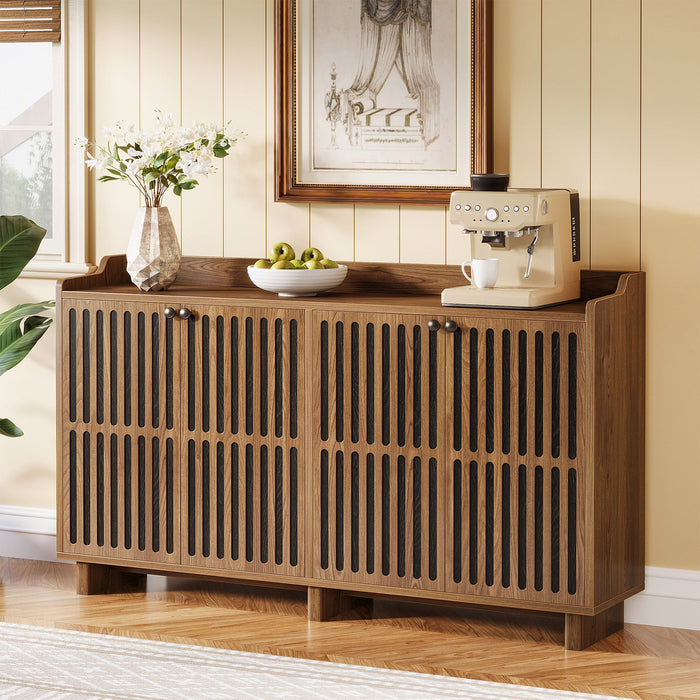 55" Sideboard Buffet, Farmhouse Storage Cabinet Credenzas with Adjustable Shelves Tribesigns