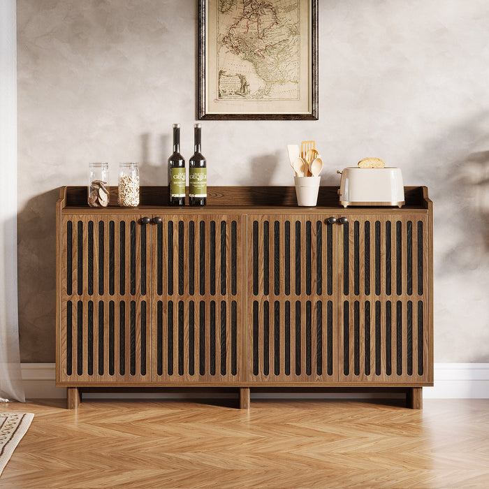 55" Sideboard Buffet, Farmhouse Storage Cabinet Credenzas with Adjustable Shelves Tribesigns