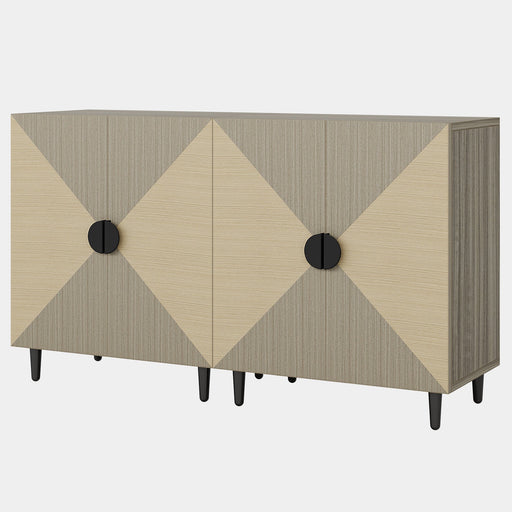 55" Sideboard Buffet, Set of 2 Storage Cabinet Credenza with Adjustable Shelves Tribesigns