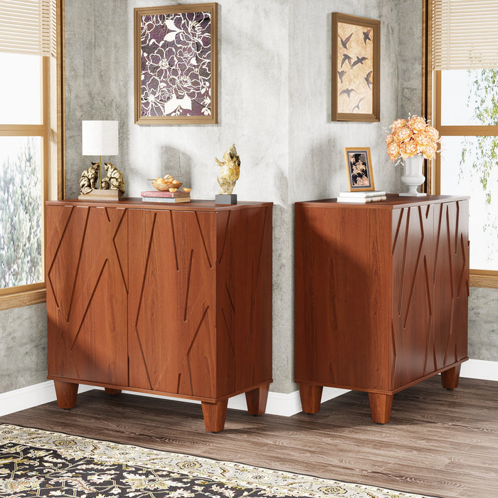 55" Sideboard Buffet Storage Credenza Cabinet with Solid Wood Legs Tribesigns