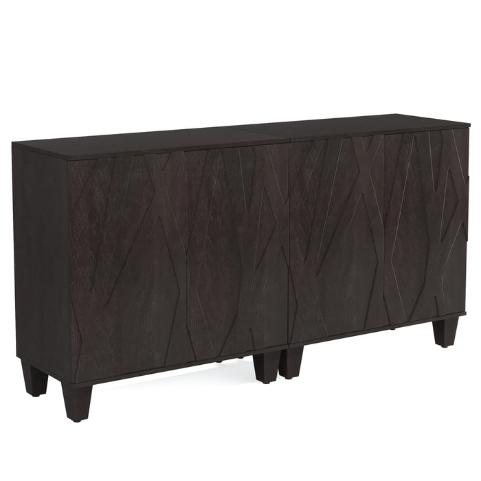 55" Sideboard Buffet Storage Credenza Cabinet with Solid Wood Legs Tribesigns