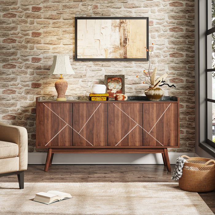 55" Sideboard Buffet, Wood Credenza Kitchen Buffet Cabinet with Doors Tribesigns