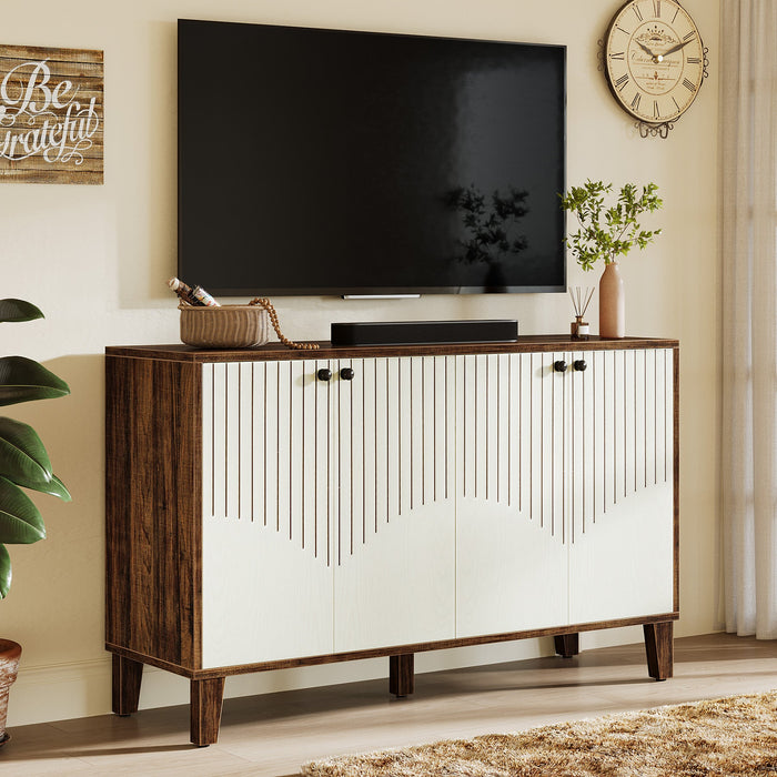 55" Sideboard Buffet, Wood Kitchen Storage Cabinet With 4 Doors Tribesigns