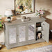 55" Sideboard Buffet, Wood Mirrored Buffet Cabinet with Adjustable Shelves Tribesigns