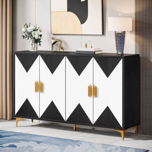 55" Storage Cabinet, Freestanding Console Cabinet with Adjustable Shelves Tribesigns